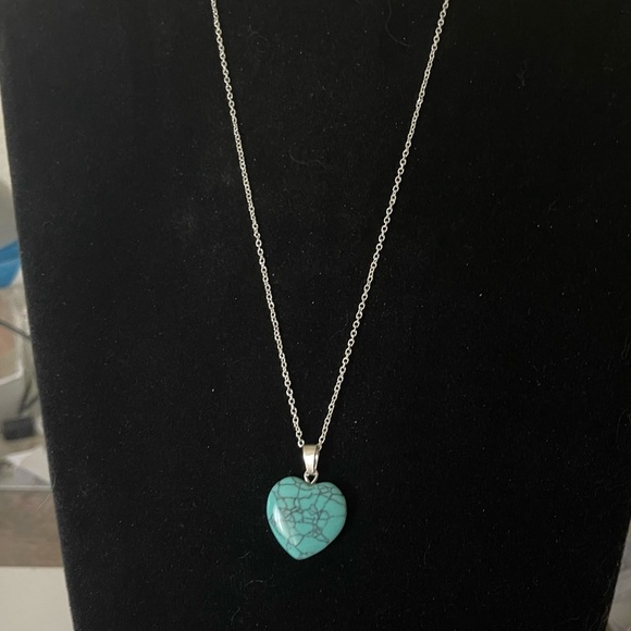 New S925 Sterling Silver Handmade Natural Polished Turquoise Stone 18” Necklace - Picture 3 of 15